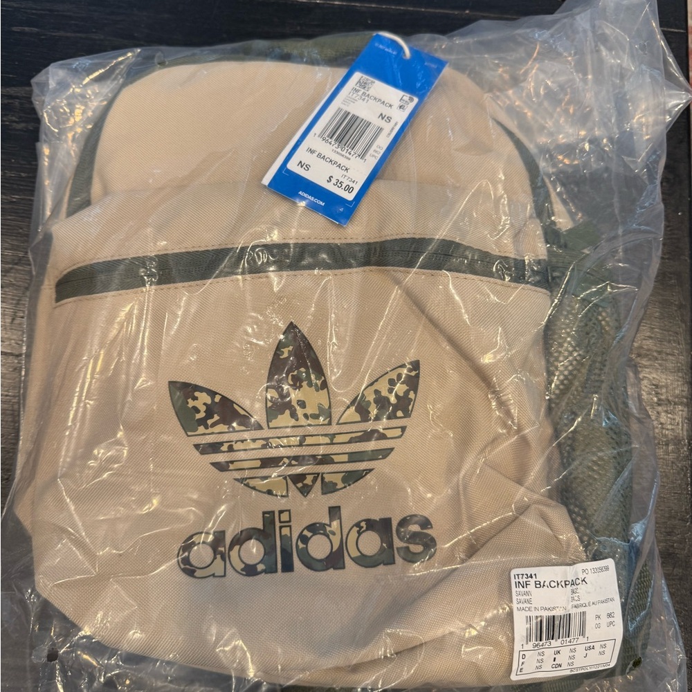 Adidas Tan Backpack with Camouflage Logo